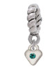 Mini December - Teal Crystal Heart Rope Charm Bead Dangle