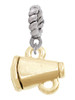 Mini Gold Tone Megaphone Rope Charm Bead Dangle