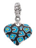 Hot Blue Cheetah Print Heart Rope Charm Bead Dangle