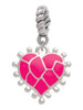 Hot Pink Giraffe Print Heart Rope Charm Bead Dangle