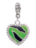 Lime Green Zebra Print Heart Rope Charm Bead Dangle