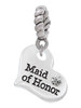 Small Maid of Honor Heart Rope Charm Bead Dangle