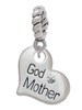 Small ''Godmother'' Heart with Clear Crystal Rope Charm Bead Dangle