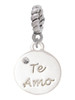 Te Amo Disc Rope Charm Bead Dangle