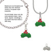 Christmas Holly & Red Crystal Berries Rope Charm Bead Dangle