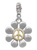 Large Daisy with Gold Tone Peace Sign Rope Charm Bead Dangle