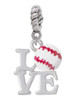 Love with Baseball Rope Charm Bead Dangle