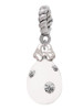 White Easter Egg with Clear Crystal Dots Rope Charm Bead Dangle