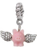 Mini Pink Flying Pig Rope Charm Bead Dangle