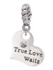 Small True Love Waits Heart Rope Charm Bead Dangle