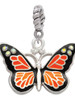 Large Monarch Butterfly with 6 AB Crystals Rope Charm Bead Dangle