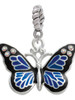 Large Blue Butterfly with 6 AB Crystals Rope Charm Bead Dangle