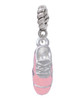 3-D Pink Running Shoe Rope Charm Bead Dangle