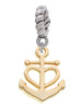 Gold Tone Anchor with Heart Rope Charm Bead Dangle