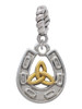 Horseshoe with Gold Tone Trinity Knot Rope Charm Bead Dangle