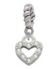 Mini Clear Crystal Heart Rope Charm Bead Dangle