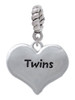 Twins Heart with Two Pair of Baby Feet Rope Charm Bead Dangle