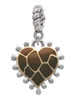 Two Tone Enamel Giraffe Print Heart Rope Charm Bead Dangle