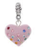 Pink Resin Heart Rope Charm Bead Dangle
