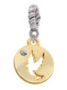Gold Tone Dove Disc Rope Charm Bead Dangle