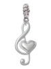 Large Clef with Heart Rope Charm Bead Dangle