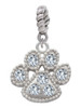 Large Paw with Clear Crystals Rope Charm Bead Dangle