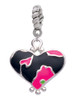 Hot Pink Large Cheetah Print Heart Rope Charm Bead Dangle