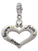Heart with 3 AB Crystals - Believe Faith Prayer Rope Charm Bead Dangle