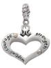 Heart with 3 AB Crystals - Courage Strength Wisdom Rope Charm Bead Dangle
