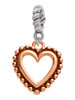 Open Rose Gold Tone Heart Rope Charm Bead Dangle