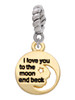 Small Gold Tone I Love You to the Moon Rope Charm Bead Dangle