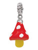 3-D Red and White Mushroom Rope Charm Bead Dangle