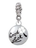 Good Luck Disc with Cutout Four Leaf Clover Rope Charm Bead Dangle