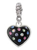 Black Resin Heart with Tropical Crystals Rope Charm Bead Dangle