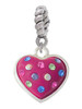 Hot Pink Resin Heart in Frame Rope Charm Bead Dangle