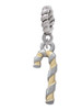 3-D and Gold Tone Candy Cane Rope Charm Bead Dangle