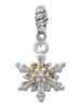 White Snowflake with Glitter and Clear AB Crystal Rope Charm Bead Dangle