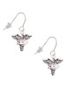 3 Merry Monkeys Silvertone SLP Caduceus - French Earrings
