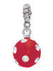 3-D Frosted Red Resin Ornament with Crystals Rope Charm Bead Dangle