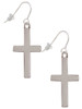 3 Merry Monkeys Stainless Steel 1.3" Cross - French Earrings