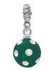3-D Frosted Green Resin Ornament with Crystals Rope Charm Bead Dangle