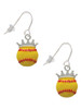 3 Merry Monkeys Silvertone Softball optic yellow - Crown - French Earrings