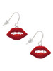 3 Merry Monkeys Silvertone Red Enamel Vampire Lips - French Earrings