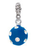 3-D Frosted Blue Resin Ornament with Crystals Rope Charm Bead Dangle
