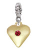 Large January - Maroon Crystal Gold Tone Heart Rope Charm Bead Dangle