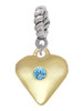 Large March - Hot Blue Crystal Gold Tone Heart Rope Charm Bead Dangle
