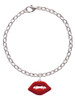 3 Merry Monkeys Silvertone Red Enamel Vampire Lips - Charm Bracelet