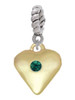Large May - Green Crystal Gold Tone Heart Rope Charm Bead Dangle