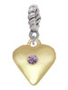 Large Light Purple Crystal Gold Tone Heart Rope Charm Bead Dangle