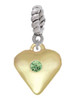 Large August - Lime Green Crystal Gold Tone Heart Rope Charm Bead Dangle